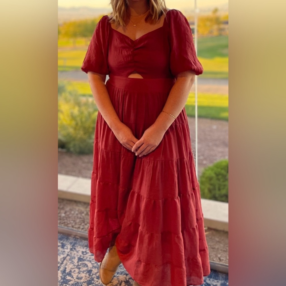 ARULA Red Cutout Maxi Dress
